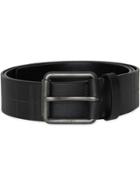 Burberry Perforated Check Leather Belt - Black