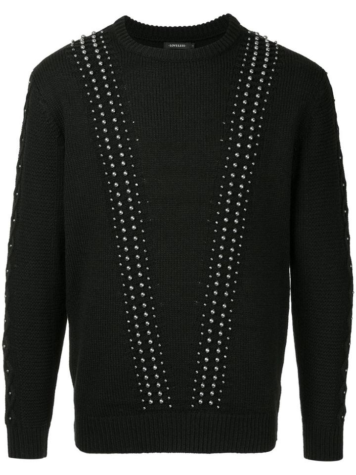 Loveless Studded Knit Sweater - Black