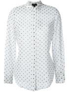 Theory Polka Dot Print Shirt, Women's, Size: Large, White, Silk