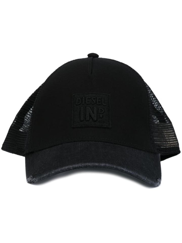 Diesel Logo Patch Cap, Adult Unisex, Black, Cotton/polyester