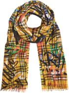 Burberry Graffiti Archive Print Scarf - Yellow & Orange