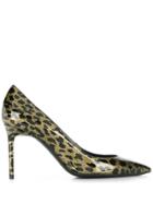 Saint Laurent Glitter-effect Leopard Print Pumps - Yellow