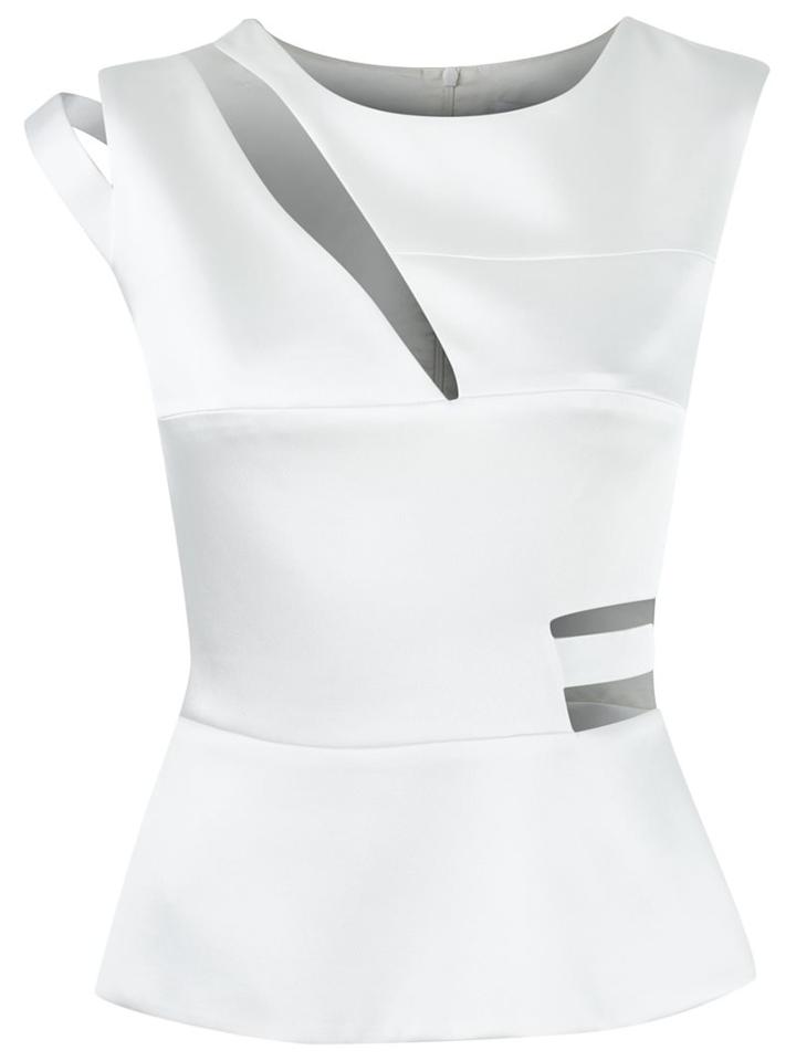 Gloria Coelho Cut Out Details Top, Women's, Size: 40, White, Polyester/acetate