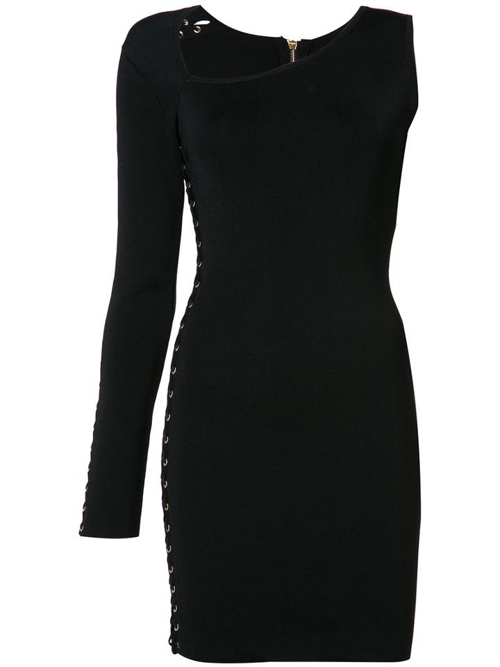 Balmain - One-shoulder Lace-up Eyelet Dress - Women - Polyamide/spandex/elastane/viscose - 38, Black, Polyamide/spandex/elastane/viscose