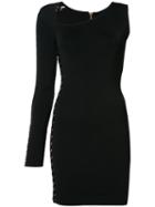 Balmain - One-shoulder Lace-up Eyelet Dress - Women - Polyamide/spandex/elastane/viscose - 38, Black, Polyamide/spandex/elastane/viscose