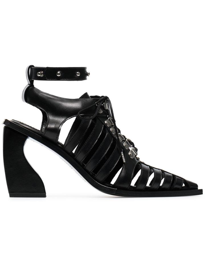 Marques'almeida 'cage' Lace Up 100 Leather Sandal Boots - Black