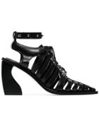 Marques'almeida 'cage' Lace Up 100 Leather Sandal Boots - Black