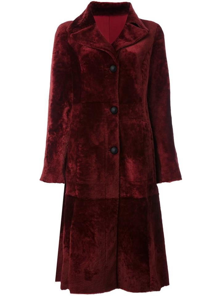 Drome 'cherry' Reversible Coat, Women's, Size: Small, Red, Lamb Fur/lamb Skin