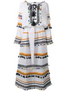 Dodo Bar Or Pom-pom Fringe Maxi Dress, Women's, Size: Medium, White, Cotton