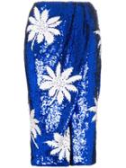 Filles A Papa High Waisted Floral Sequin Embellished Skirt - Blue