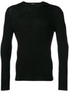Tagliatore Ribbed Long Sleeve Top - Black