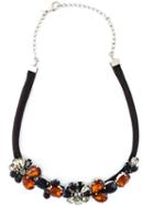 Marni Embellished Necklace, Women's, Black, Crystal/metal Other/silk