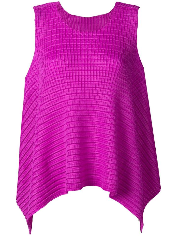 Pleats Please By Issey Miyake Pleated Curved Hem Tank Top - Pink &