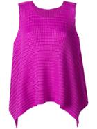 Pleats Please By Issey Miyake Pleated Curved Hem Tank Top - Pink &