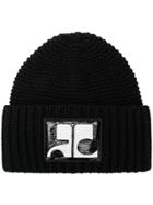 Courrèges Logo Patch Ribbed Hat - Black