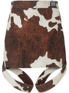 Burberry Strap Detail Animal Print Cotton Linen Mini Skirt - Brown