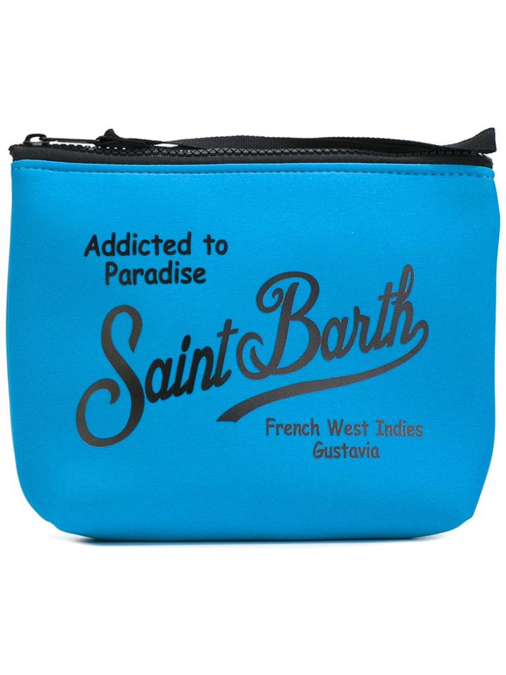 Mc2 Saint Barth Logo Print Zip Clutch - Blue