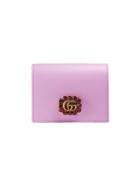 Gucci Leather Card Case With Double G And Crystals - Pink & Purple