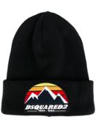 Dsquared2 Logo Embroidered Beanie Hat - Black