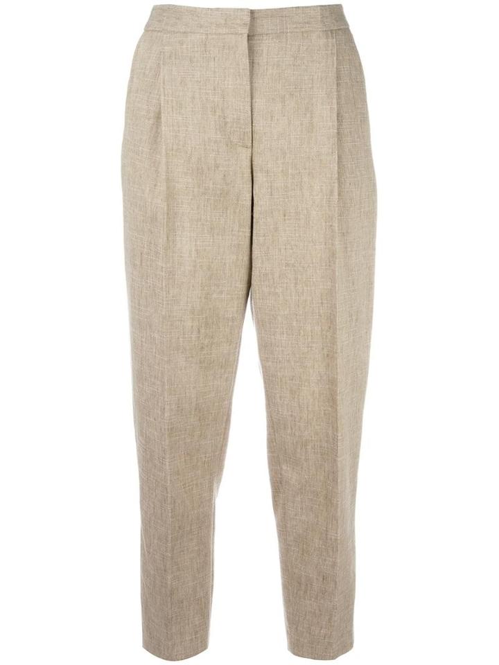 Msgm Tapered Trousers, Women's, Size: 44, Nude/neutrals, Cotton/linen/flax
