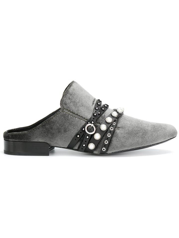 3.1 Phillip Lim Velvet Mules With Stones - Green