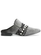 3.1 Phillip Lim Velvet Mules With Stones - Green