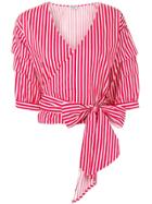 Liu Jo Striped Wrap Top - Red