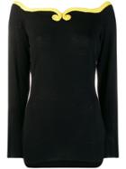 Versace Pre-owned 1980's Contrasting Detail Knitted Blouse - Black