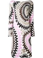 Emilio Pucci - Bersaglio Print Long Sleeve Dress - Women - Silk/viscose - 42, Women's, Pink/purple, Silk/viscose