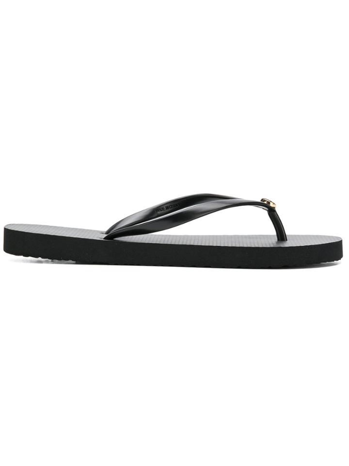 Tory Burch Double T Logo Flat Flip-flops - Black