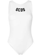 Gcds Logo Print Swimsuit - White