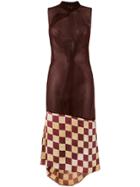 Uma Wang Agna Checked Panel Dress - Brown