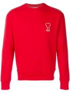 Ami Alexandre Mattiussi Crew Neck Sweatshirt With Big Red Ami De Coeur