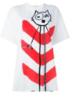 Iceberg Felix The Cat Print T-shirt, Women's, White, Cotton