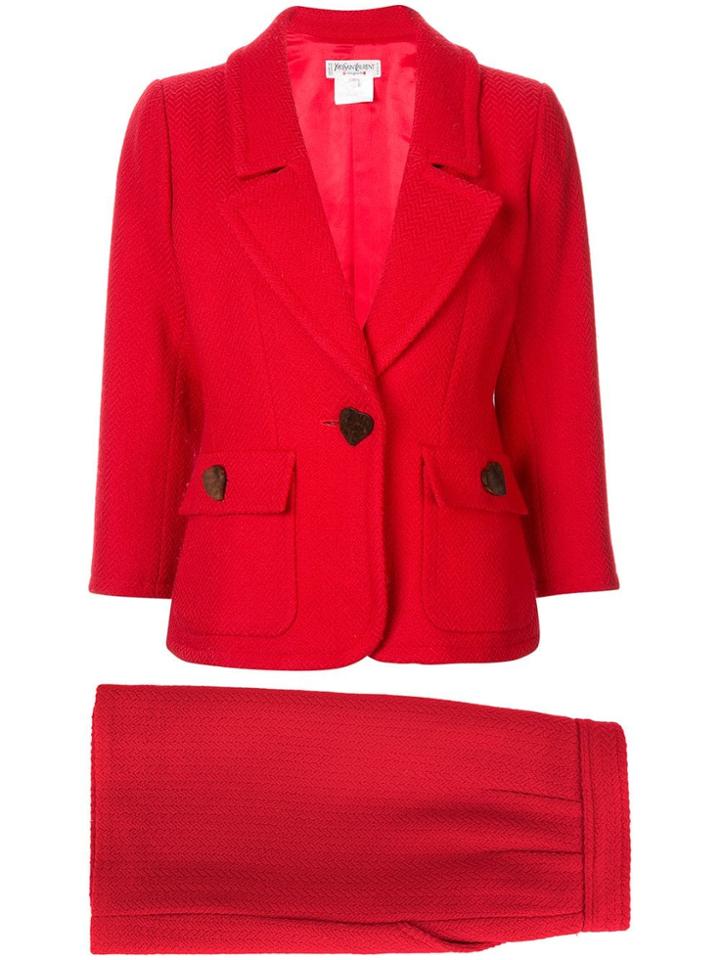 Yves Saint Laurent Pre-owned Jacket And Skirt Suit - Red