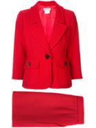 Yves Saint Laurent Pre-owned Jacket And Skirt Suit - Red