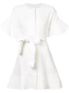 Alexis Tie Waist Frill Sleeves Dress - White