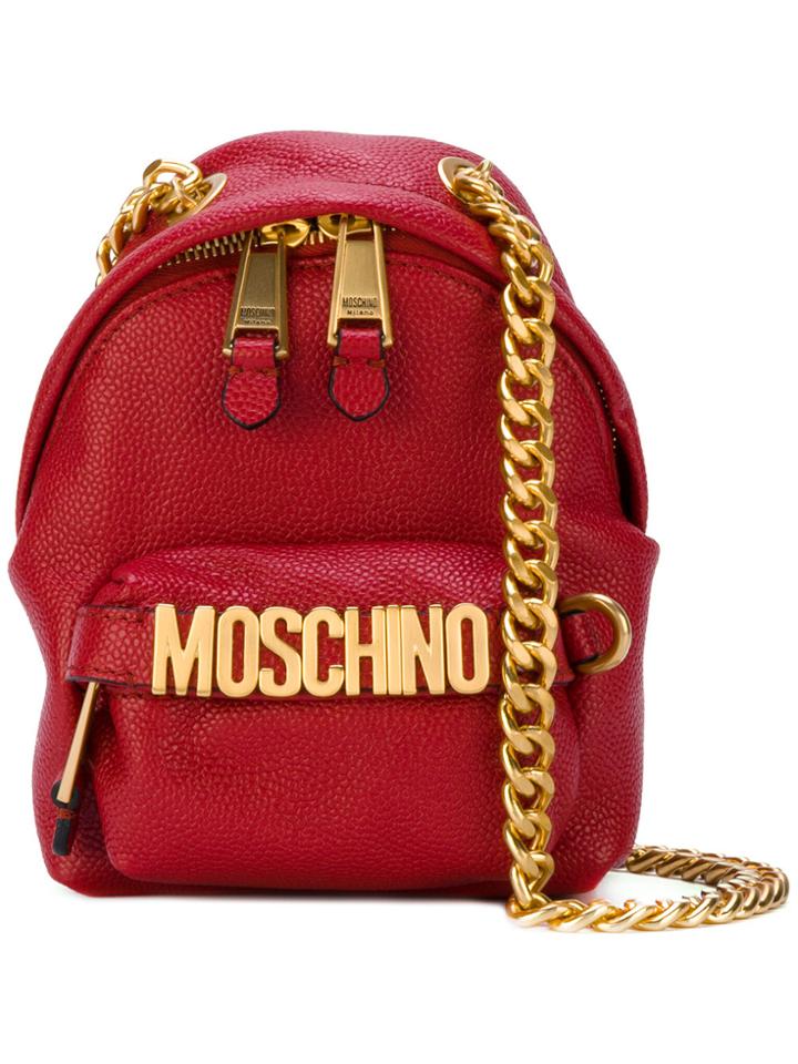 Moschino Backpack Chain Shoulder Bag - Red