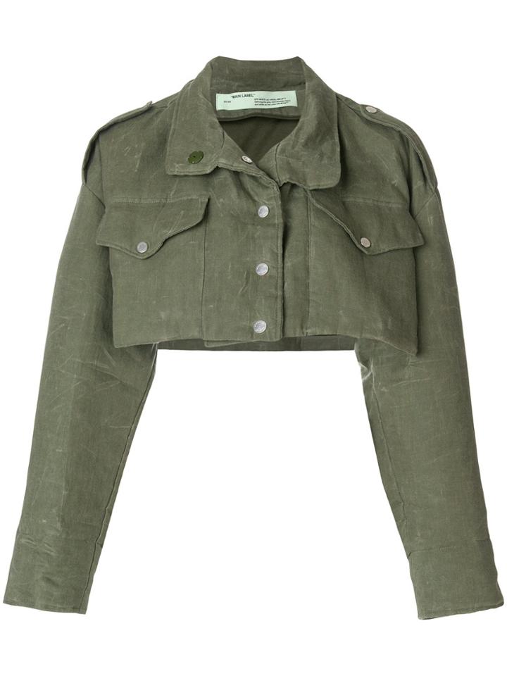 Off-white Cropped Military Jacket - Green