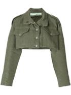 Off-white Cropped Military Jacket - Green