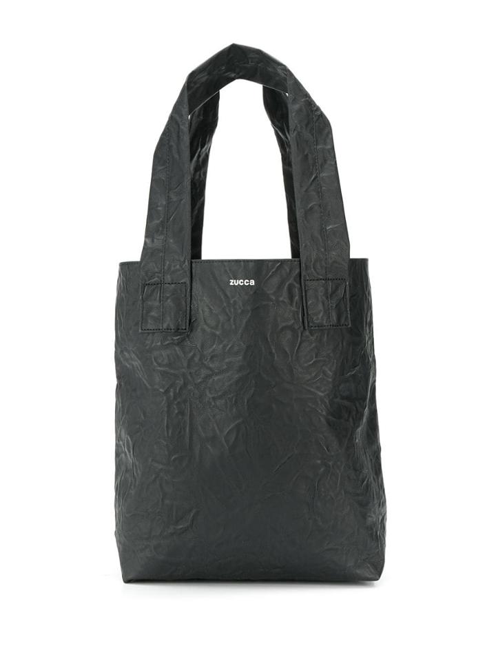 Zucca Crinkle Effect Tote Bag - Black