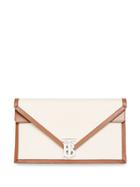 Burberry Small Canvas And Leather Tb Envelope Clutch - Neutrals