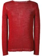 Roberto Collina - Open Knit Sweater - Men - Linen/flax - 50, Red, Linen/flax