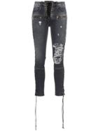 Unravel Project Skinny Stonewash Ripped Skinny Jeans - Grey