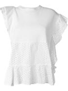 Nude Perforated Ruffle Top