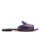 Blue Bird Shoes Python Skin Exotico Mules - Pink & Purple