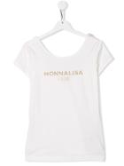 Monnalisa Teen Glitter Logo Top - White