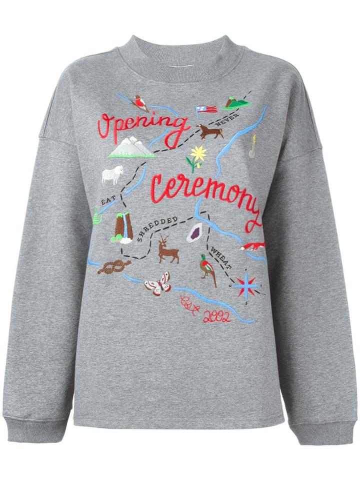 Opening Ceremony Map Embroidery Sweatshirt - Grey