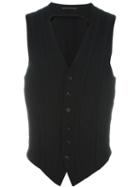 Yohji Yamamoto Stripe Appliqué Waistcoat, Men's, Size: 4, Black, Cotton/polyurethane/wool