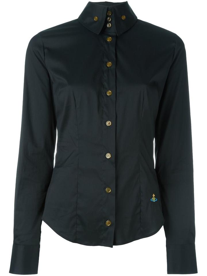 Vivienne Westwood Red Label Slim-fit Longsleeved Shirt, Women's, Size: 42, Black, Cotton/polyamide/spandex/elastane